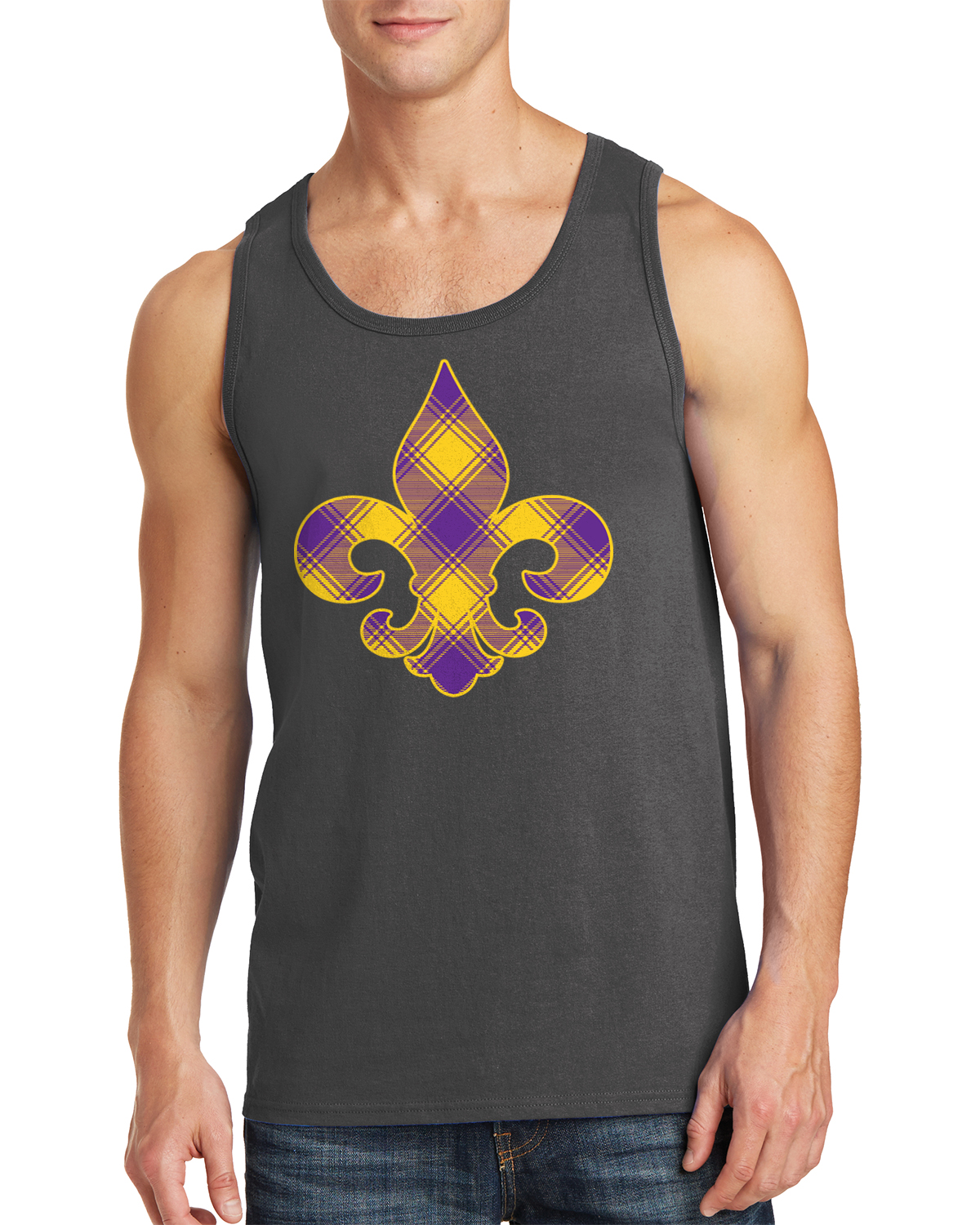 Kariertes Karneval Fleur de Lis Herren Tank Top Fat Tuesday - Bild 3 von 9