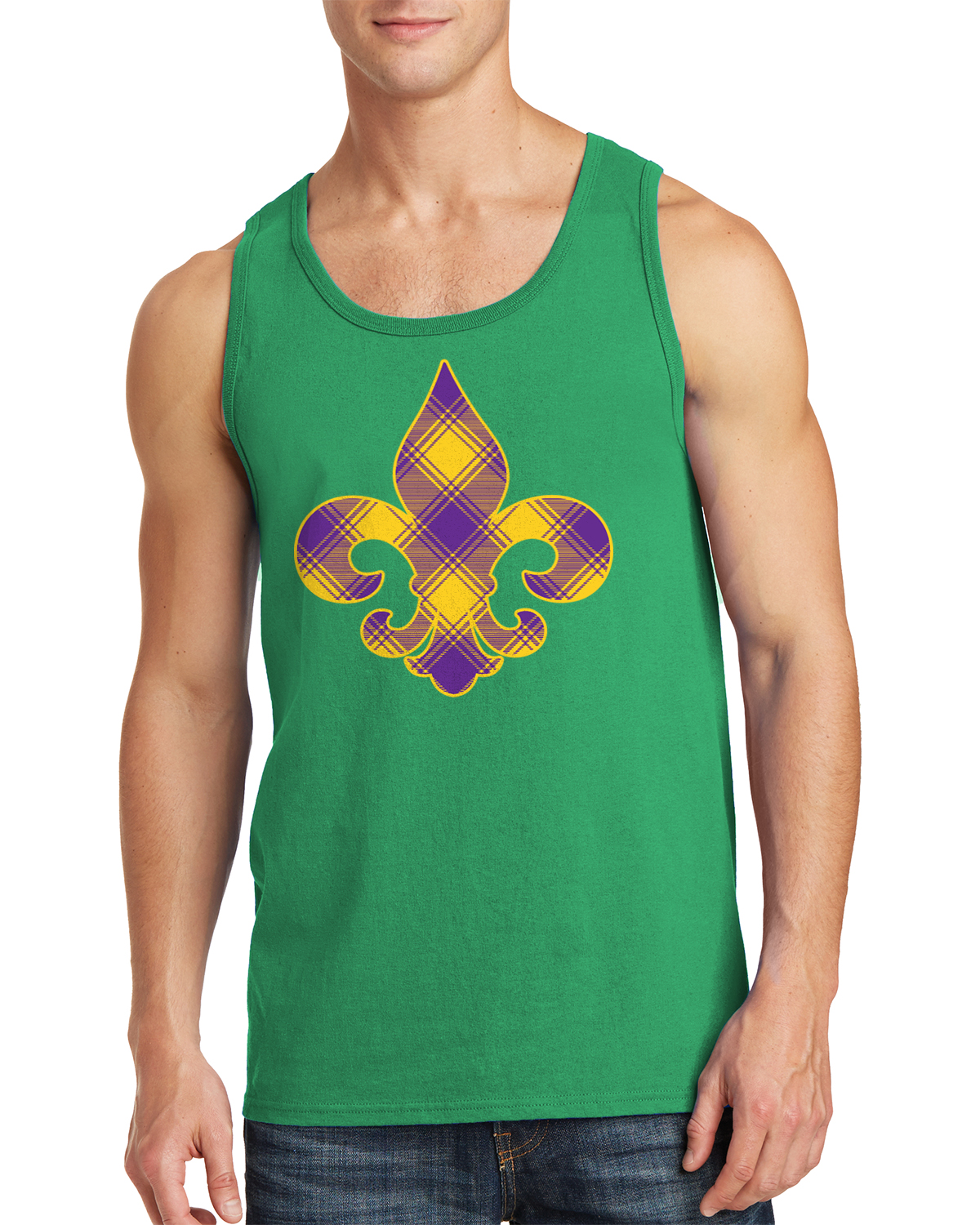 Kariertes Karneval Fleur de Lis Herren Tank Top Fat Tuesday - Bild 4 von 9