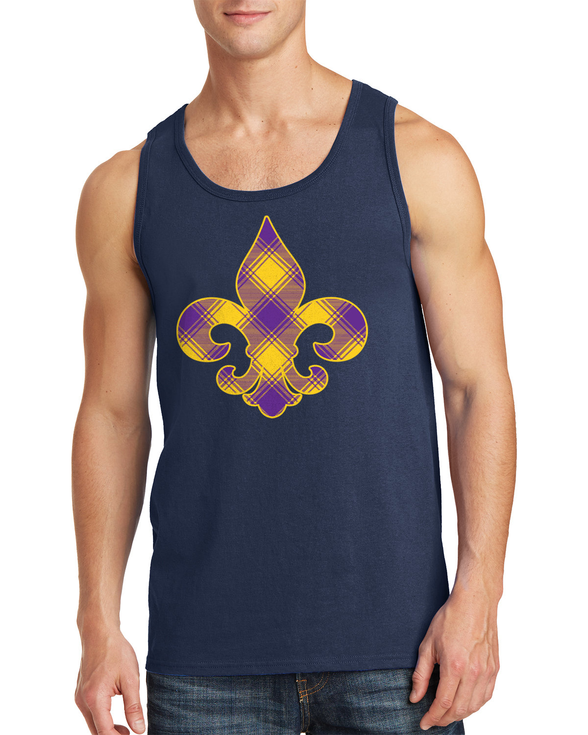 Kariertes Karneval Fleur de Lis Herren Tank Top Fat Tuesday - Bild 5 von 9
