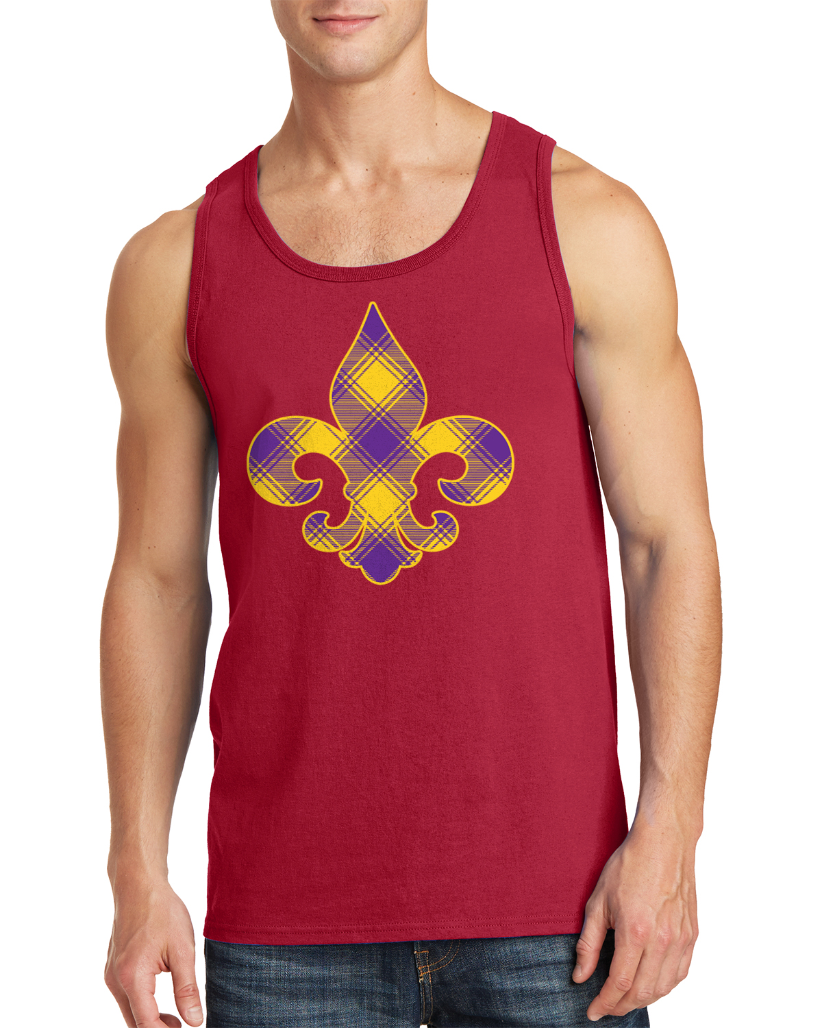 Kariertes Karneval Fleur de Lis Herren Tank Top Fat Tuesday - Bild 6 von 9