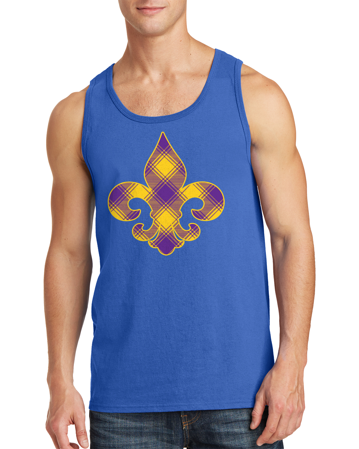 Kariertes Karneval Fleur de Lis Herren Tank Top Fat Tuesday - Bild 7 von 9