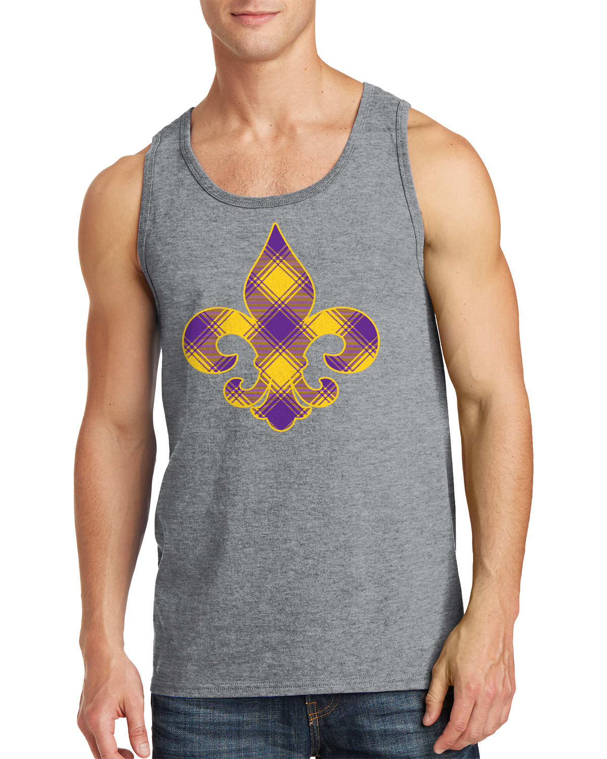 Kariertes Karneval Fleur de Lis Herren Tank Top Fat Tuesday - Bild 8 von 9