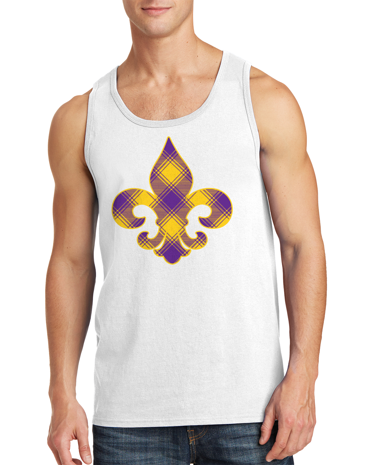 Kariertes Karneval Fleur de Lis Herren Tank Top Fat Tuesday - Bild 9 von 9