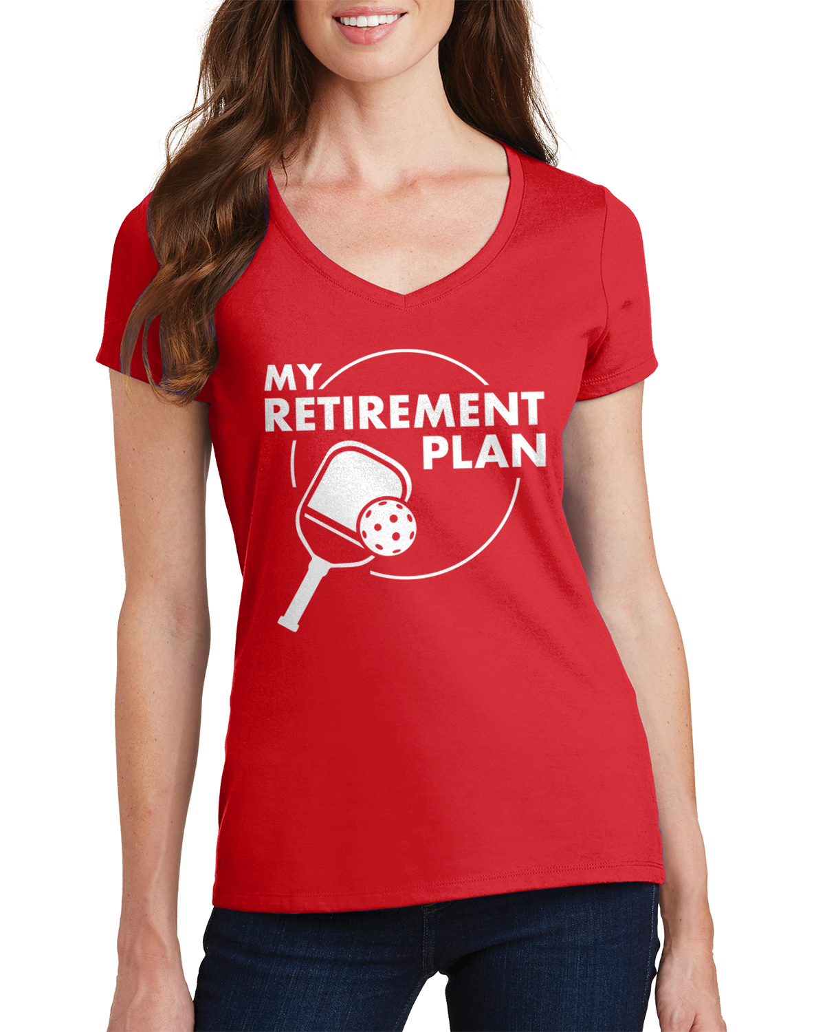 My Retirement Plan Pickleball Damen T-Shirt V-Ausschnitt lustig - Bild 8 von 10