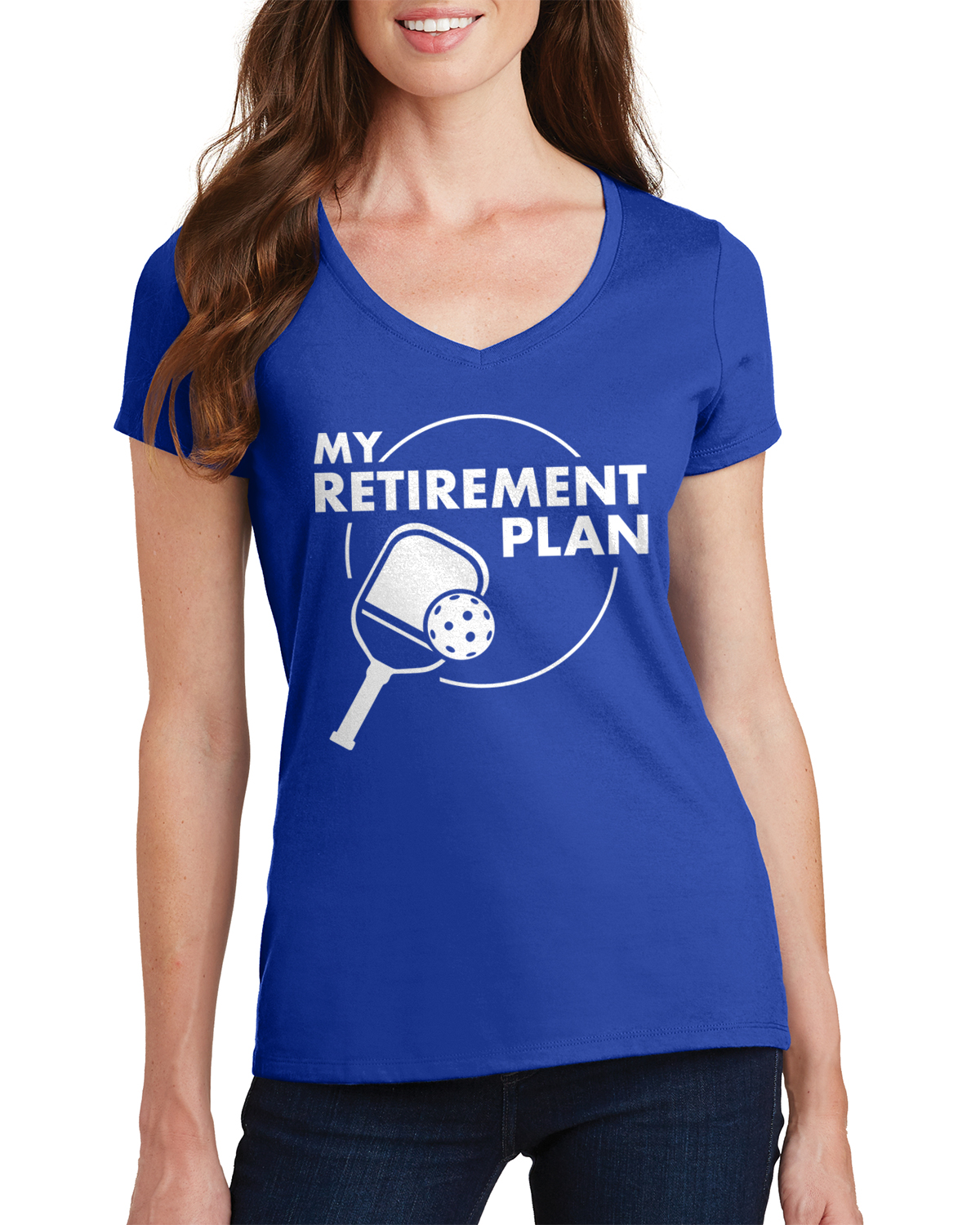 My Retirement Plan Pickleball Damen T-Shirt V-Ausschnitt lustig - Bild 9 von 10