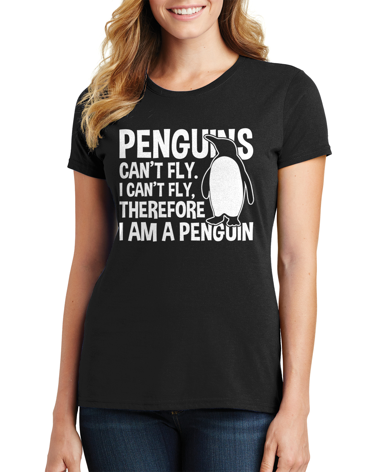 Camiseta para mujer Penguins Can't Fly Funny Penguin - Imagen 2 de 10