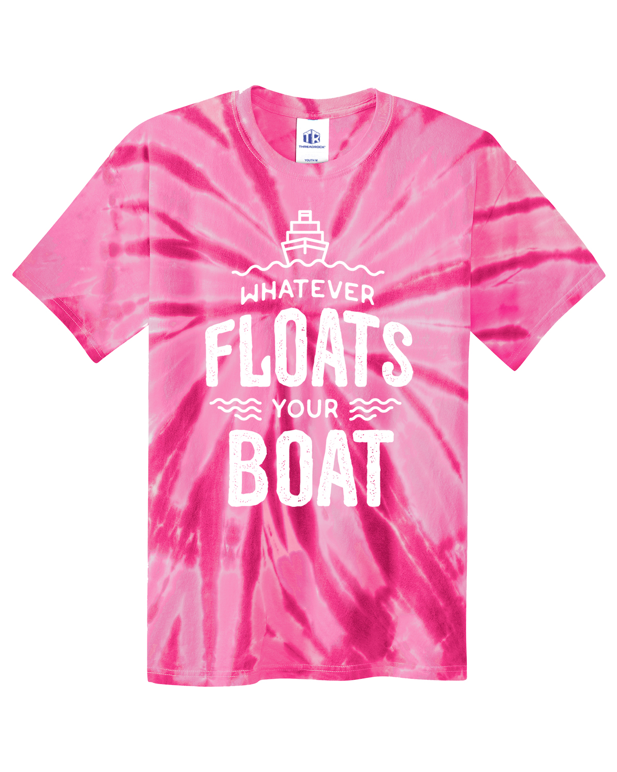 Whatever Floats Your Boat Youth Tie Dye T-Shirt Cruise Fishing Saying
