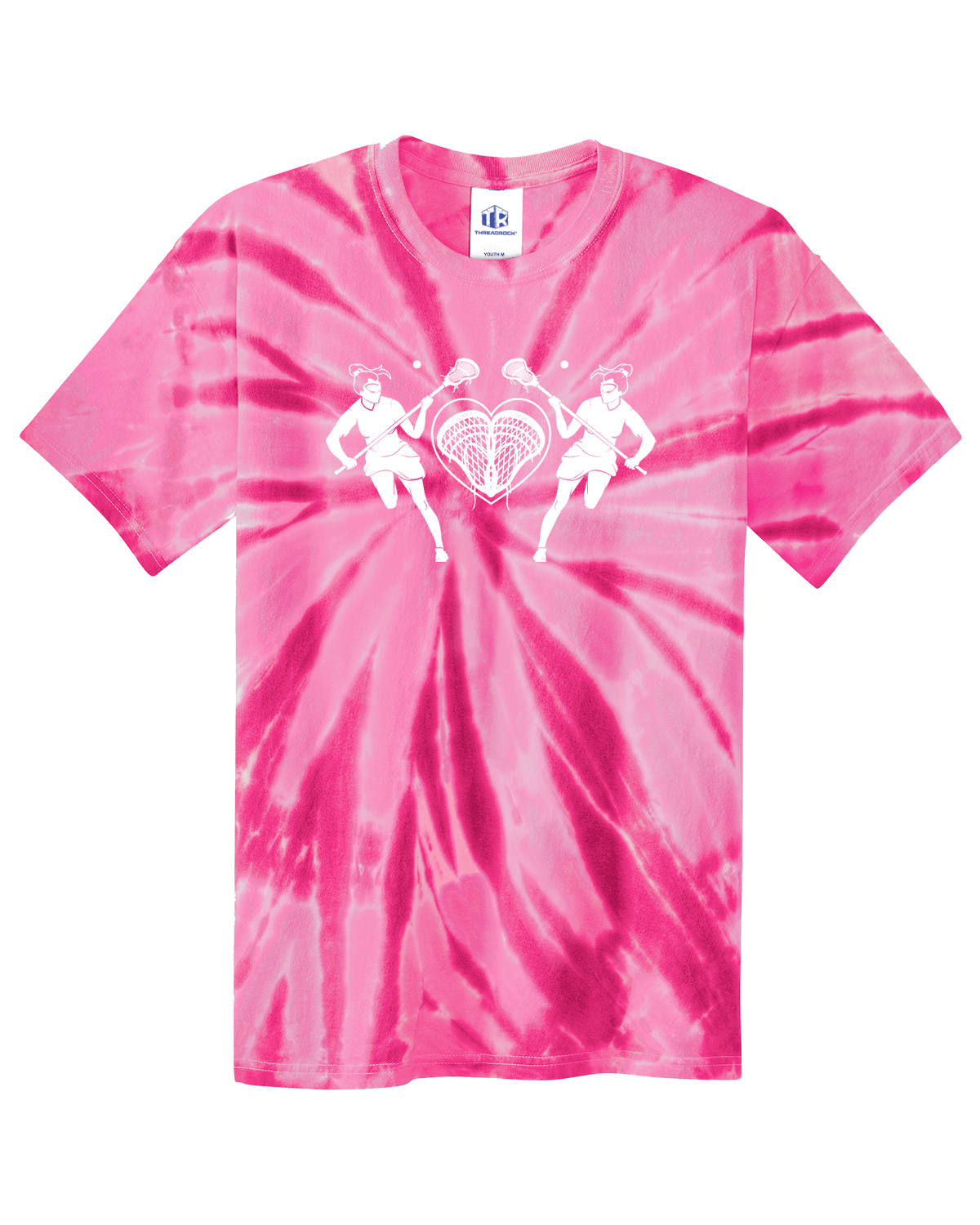 Lacrosse Players with Heart Youth Tie Dye T-Shirt Lax Gift - Picture 8 of 13