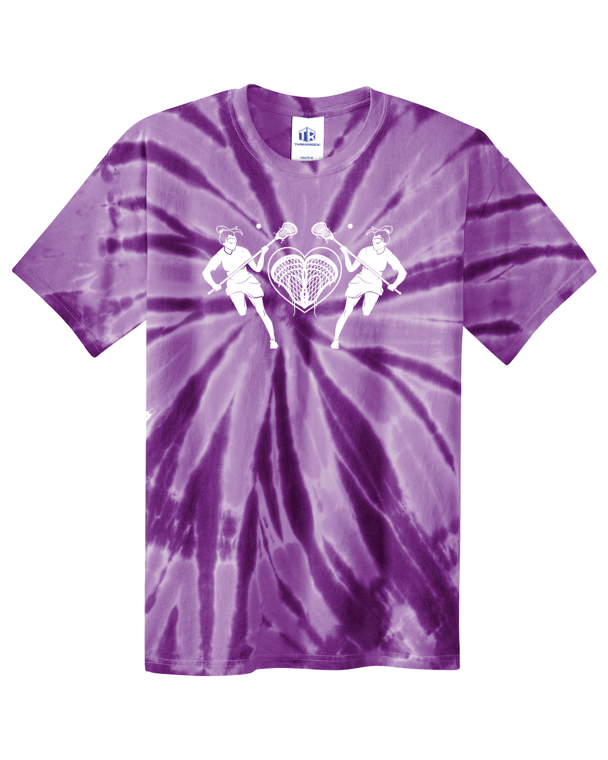 Lacrosse Players with Heart Youth Tie Dye T-Shirt Lax Gift - Picture 9 of 13