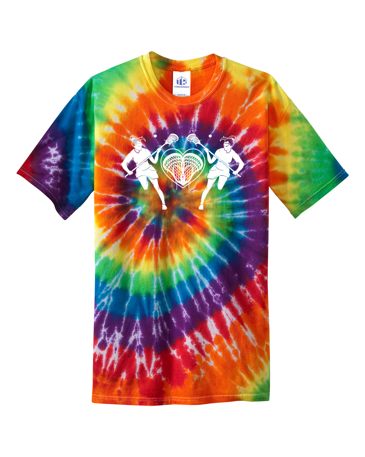 Lacrosse Players with Heart Youth Tie Dye T-Shirt Lax Gift - Picture 10 of 13