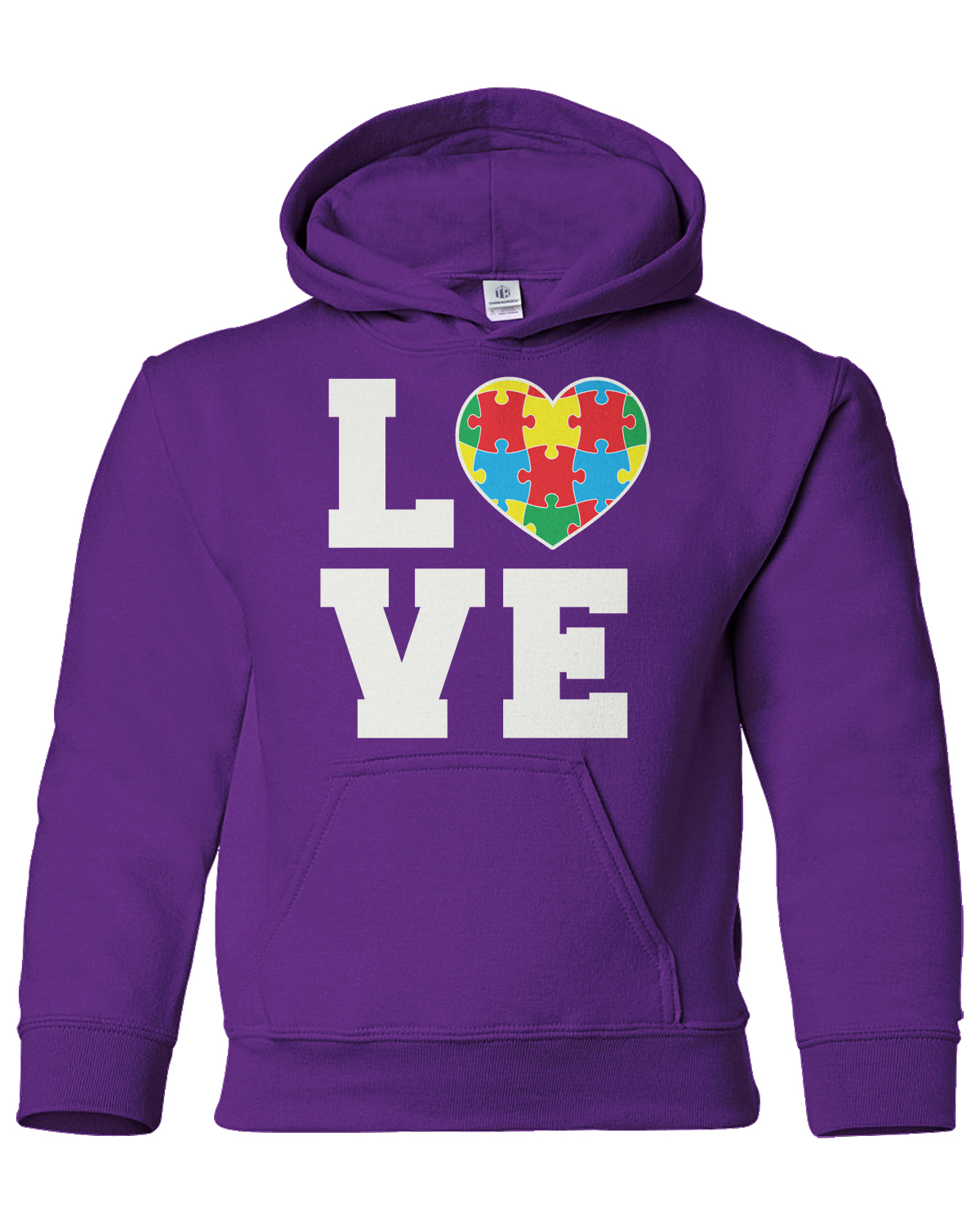Autism Awareness Love Puzzle Heart Youth Hoodie Sweatshirt Support - Picture 7 of 10
