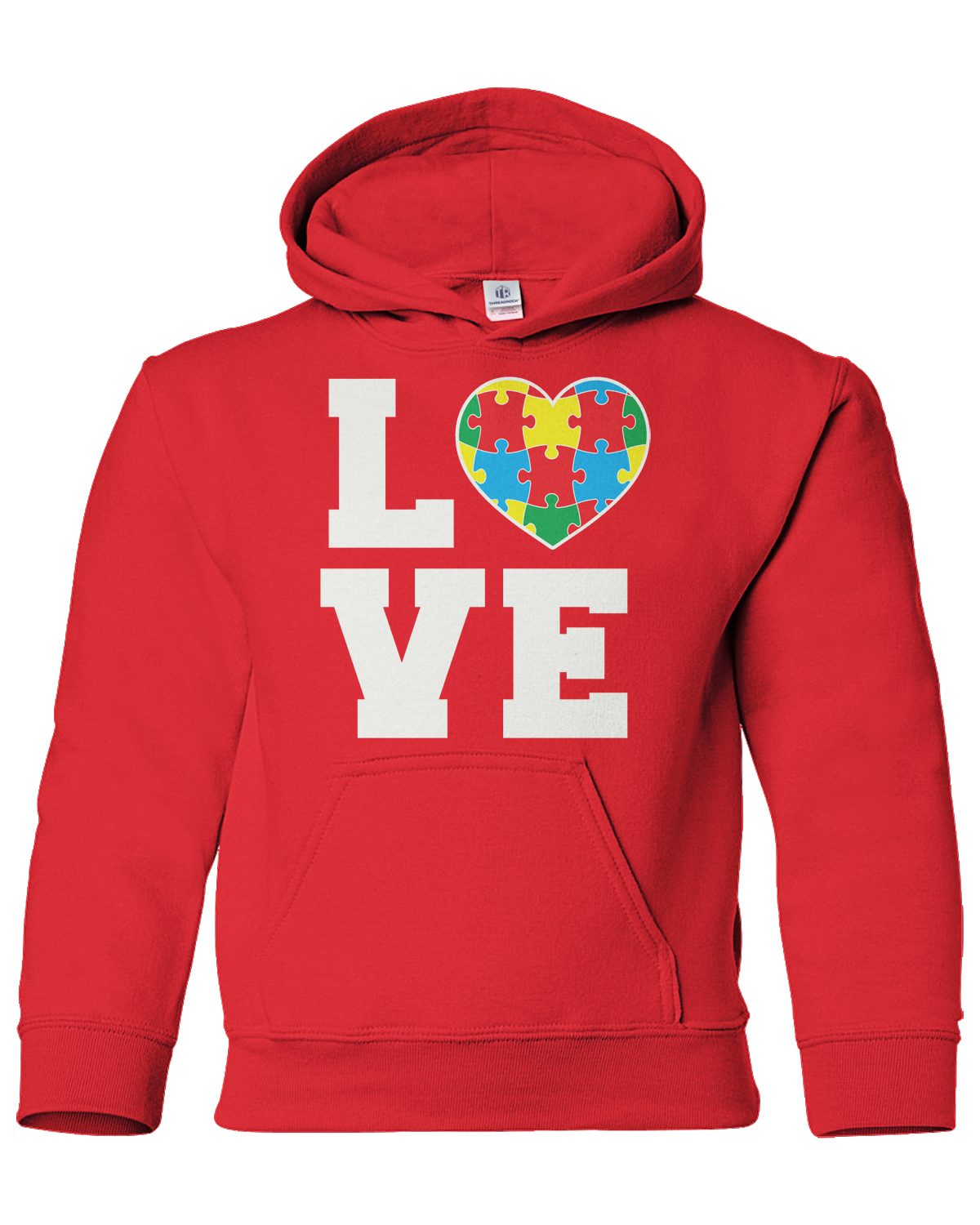 Autism Awareness Love Puzzle Heart Youth Hoodie Sweatshirt Support - Picture 8 of 10