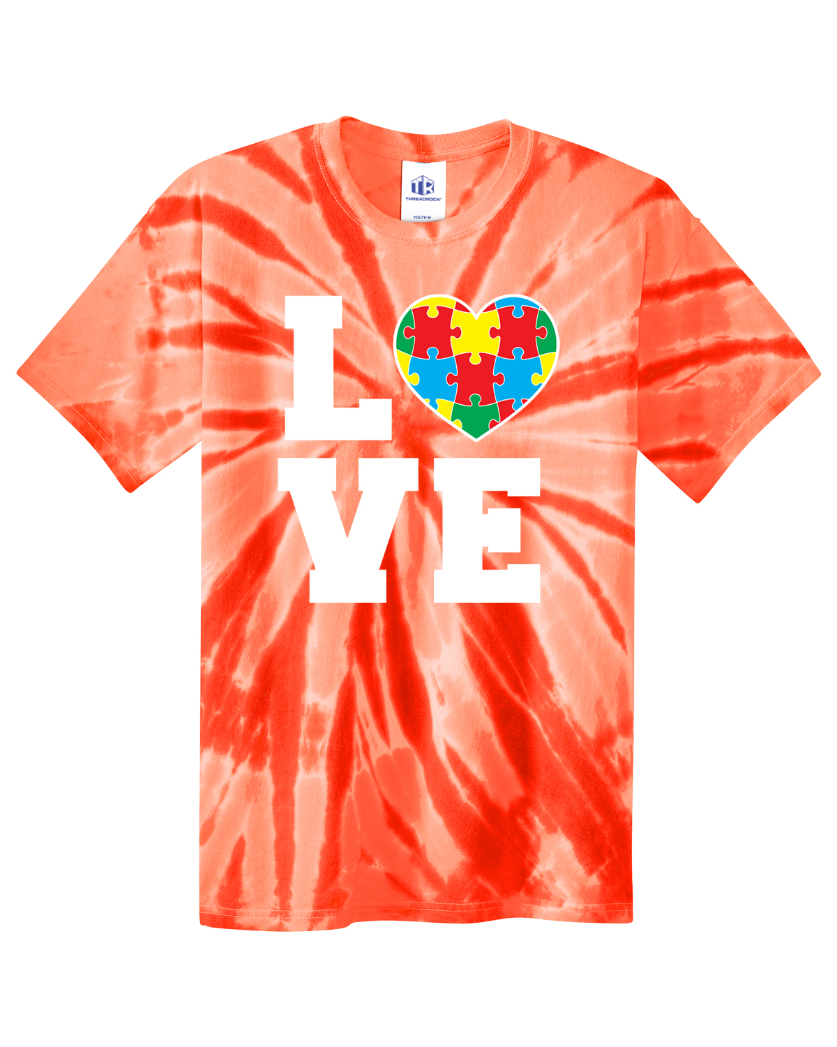Autism Awareness Love Puzzle Heart Youth Tie Dye T-Shirt Support - Picture 7 of 13