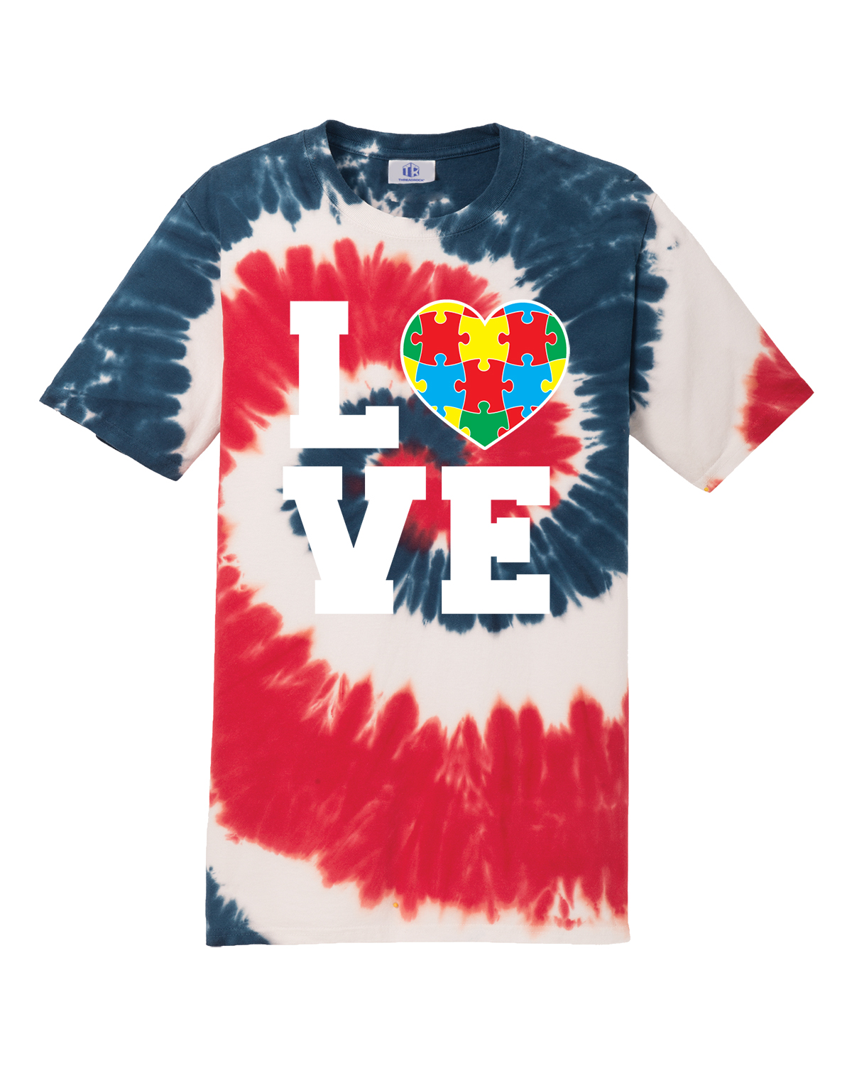 Autism Awareness Love Puzzle Heart Youth Tie Dye T-Shirt Support - Picture 13 of 13