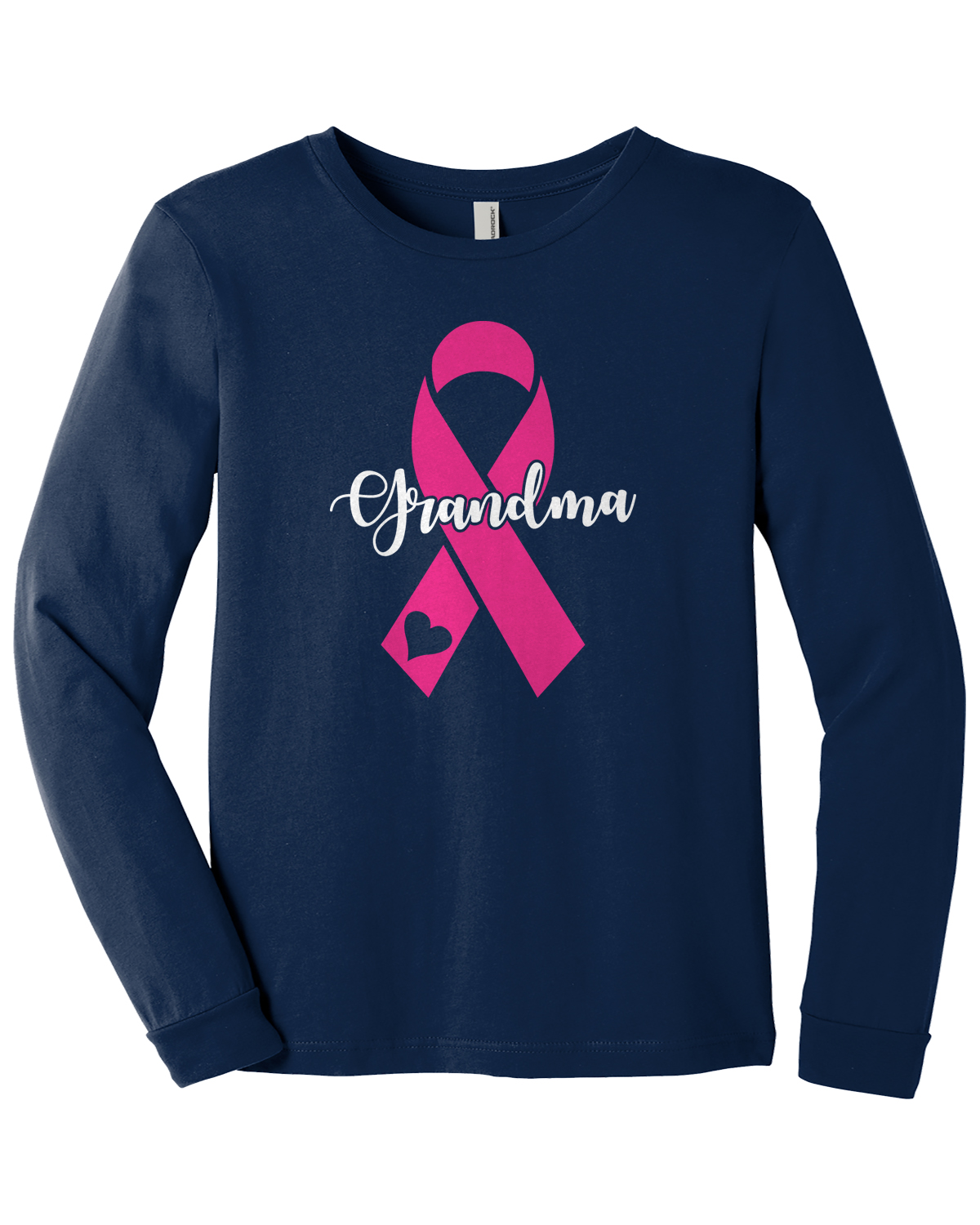 Grandma Pink Breast Cancer Awareness Ribbon Youth Long Sleeve T-Shirt - Picture 3 of 3