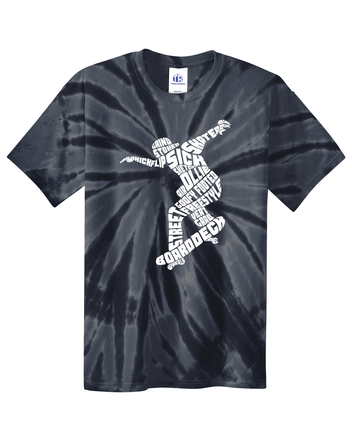 Skateboarder Typography Youth Tie Dye T-Shirt Skateboard - Picture 2 of 9