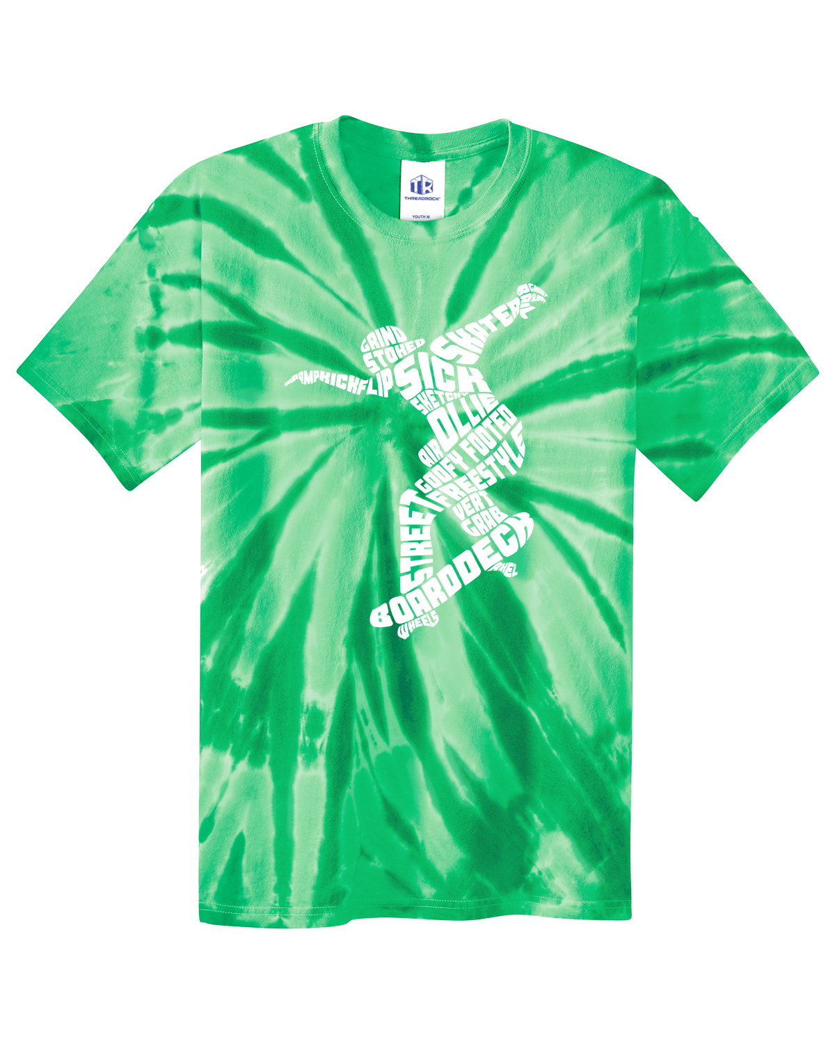 Skateboarder Typography Youth Tie Dye T-Shirt Skateboard - Picture 3 of 9