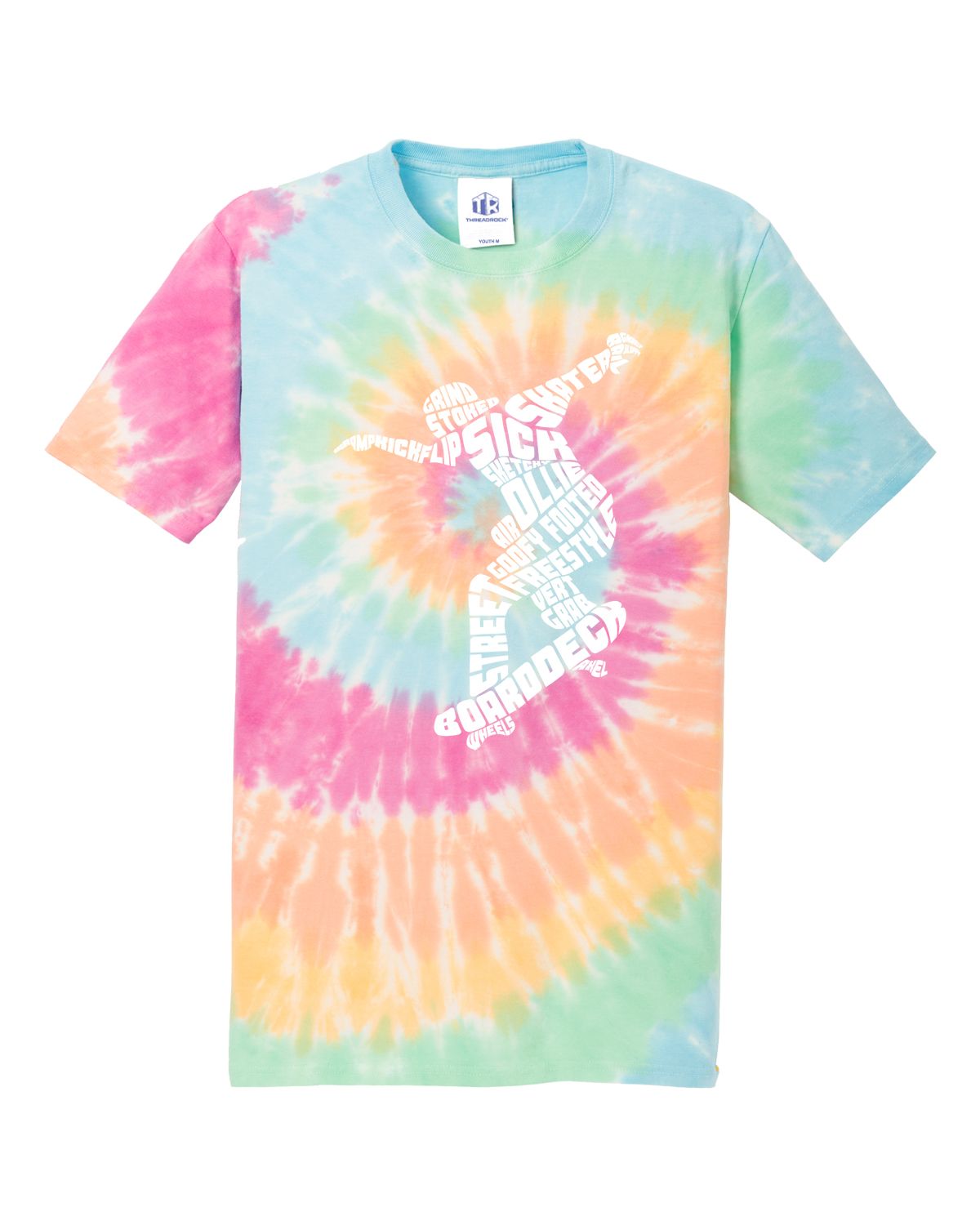 Skateboarder Typography Youth Tie Dye T-Shirt Skateboard - Picture 4 of 9