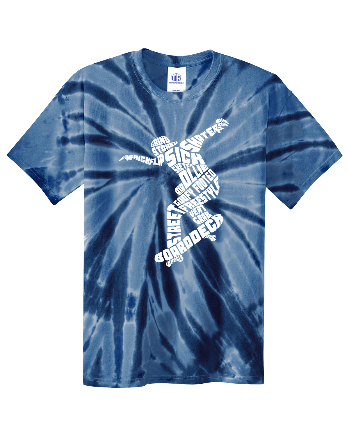 Skateboarder Typography Youth Tie Dye T-Shirt Skateboard - Picture 5 of 9