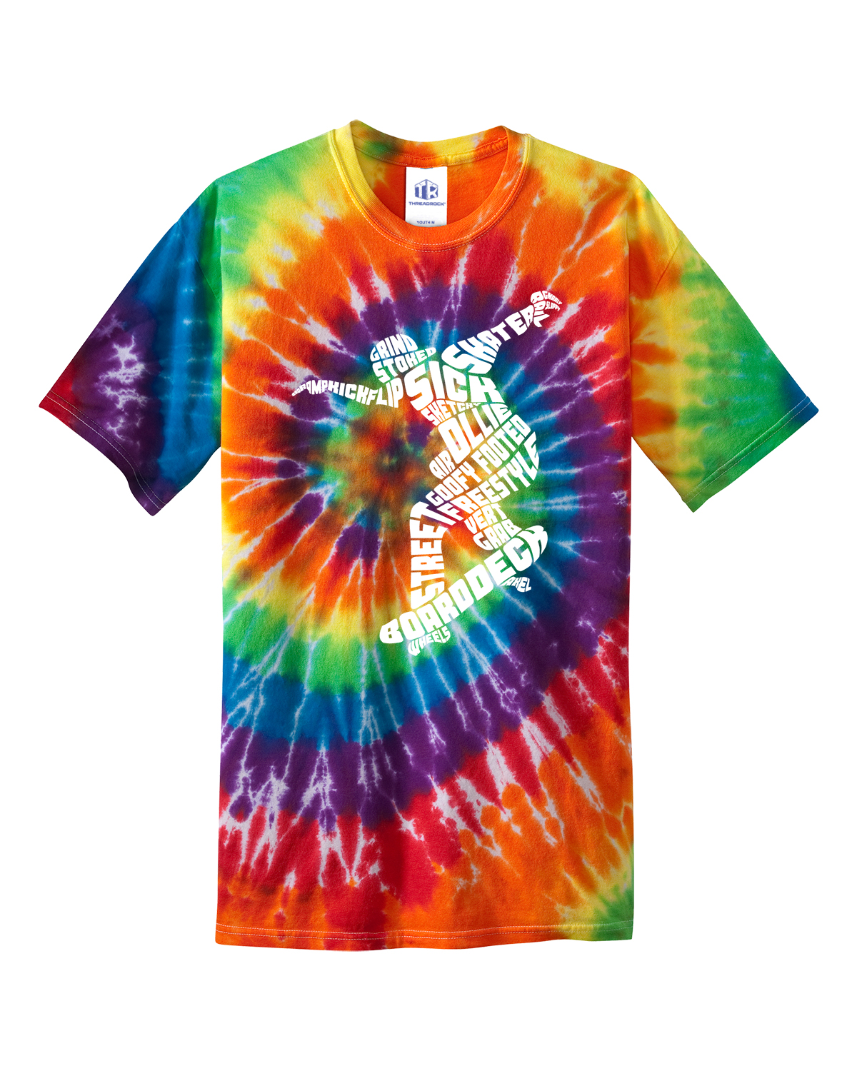 Skateboarder Typography Youth Tie Dye T-Shirt Skateboard - Picture 7 of 9