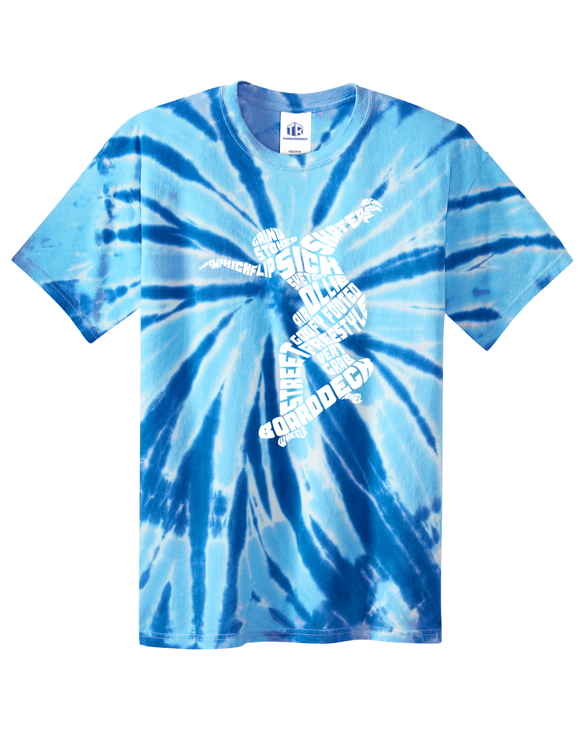 Skateboarder Typography Youth Tie Dye T-Shirt Skateboard - Picture 8 of 9