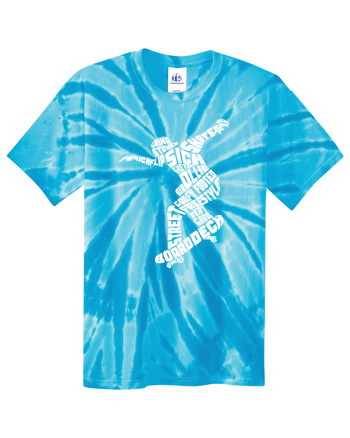 Skateboarder Typography Youth Tie Dye T-Shirt Skateboard - Picture 9 of 9