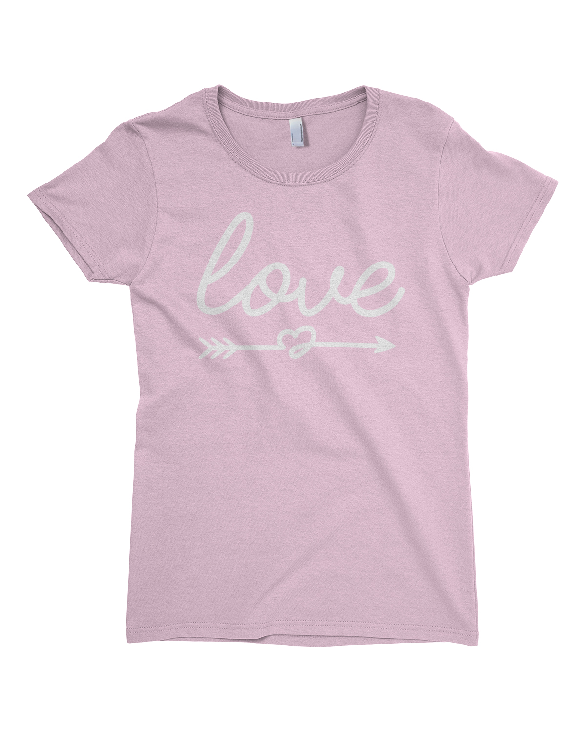 Script Love with Heart Arrow Girls Fitted T-Shirt Valentine's Day - Picture 7 of 11