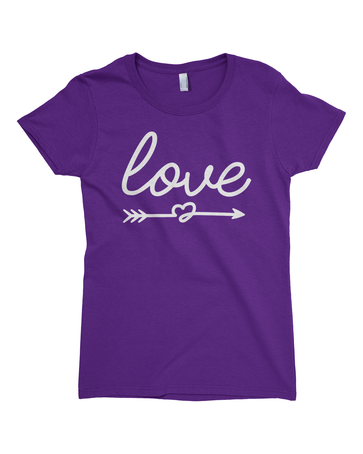 Script Love with Heart Arrow Girls Fitted T-Shirt Valentine's Day - Picture 8 of 11