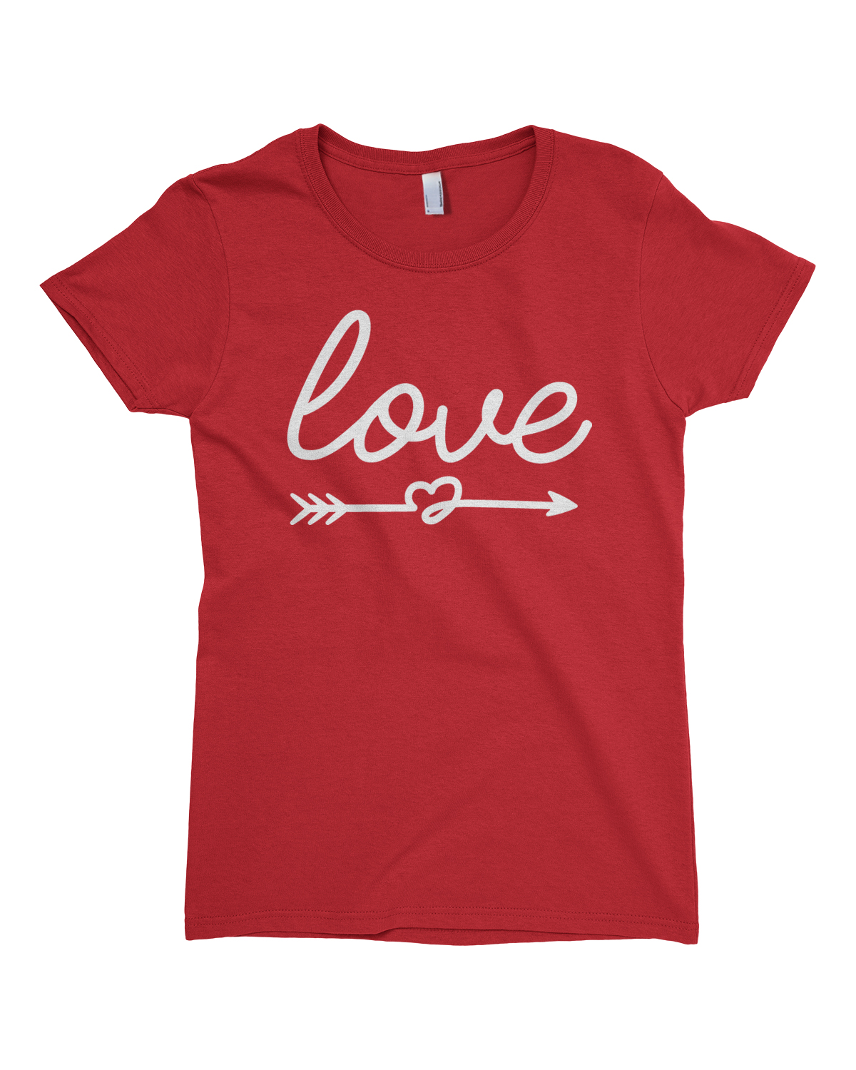 Script Love with Heart Arrow Girls Fitted T-Shirt Valentine's Day - Picture 9 of 11