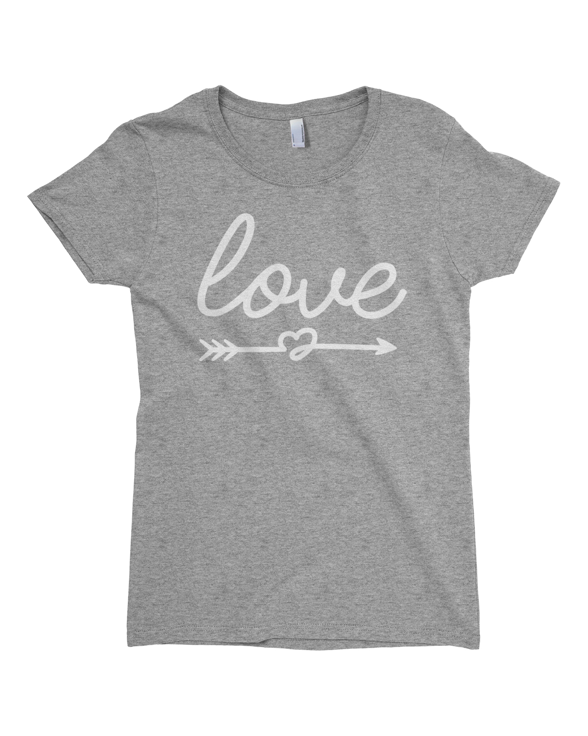 Script Love with Heart Arrow Girls Fitted T-Shirt Valentine's Day - Picture 10 of 11
