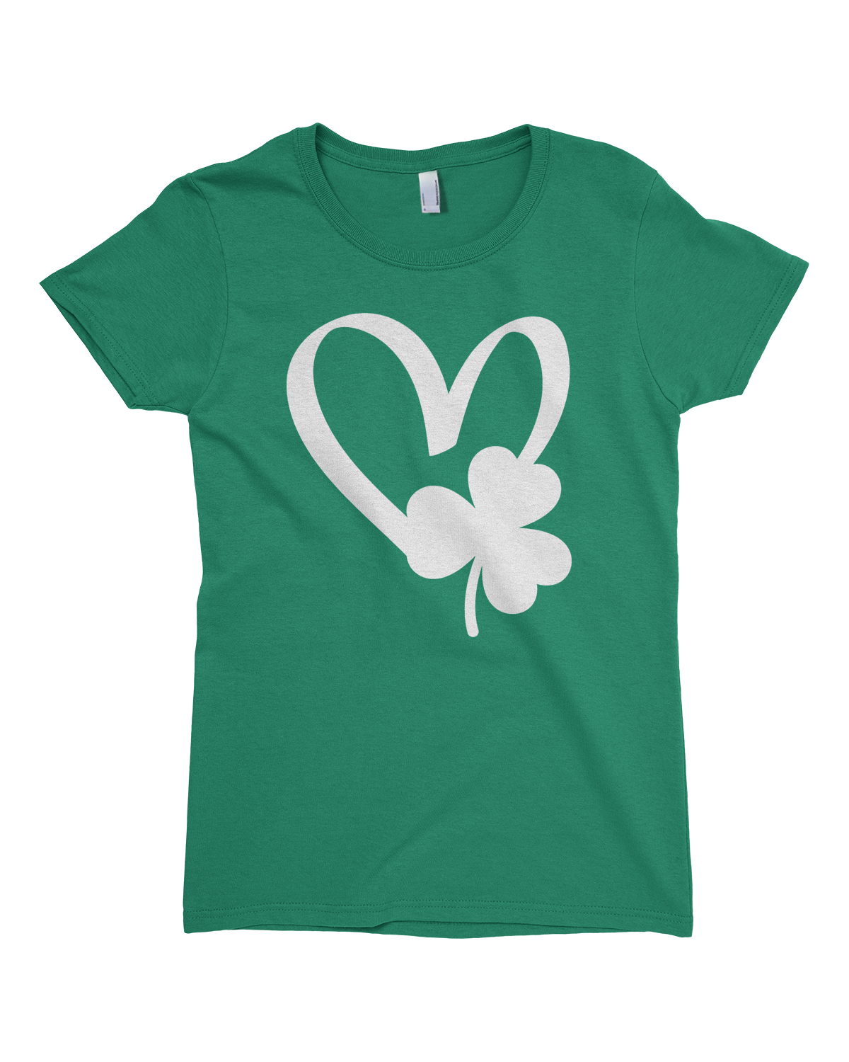 St Patricks Day Shamrock Heart Girls Fitted T-Shirt Irish Pride Clover - Picture 2 of 2